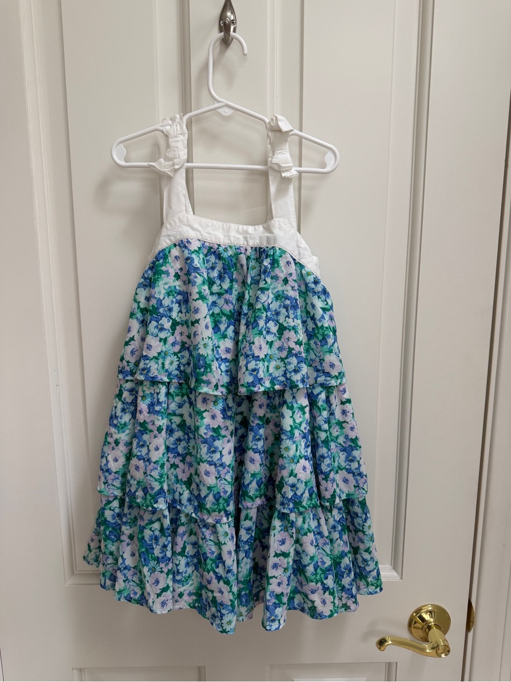 Janie and Jack White Bodice Blue and Green Floral Tiered Sundress
